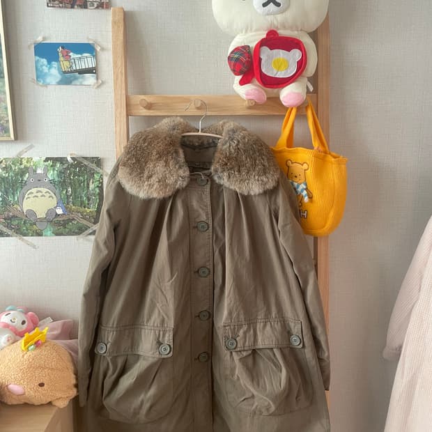 빈티지 래빗 퍼 야상자켓