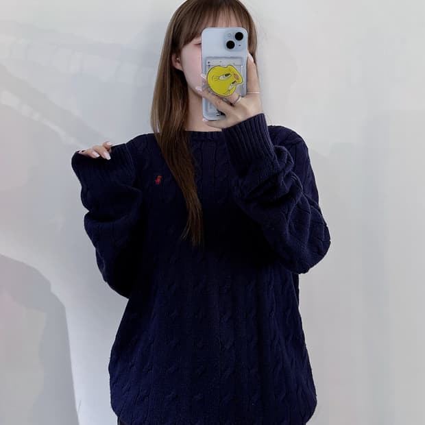폴로랄프로렌 레드포니 네이비 케이블 니트