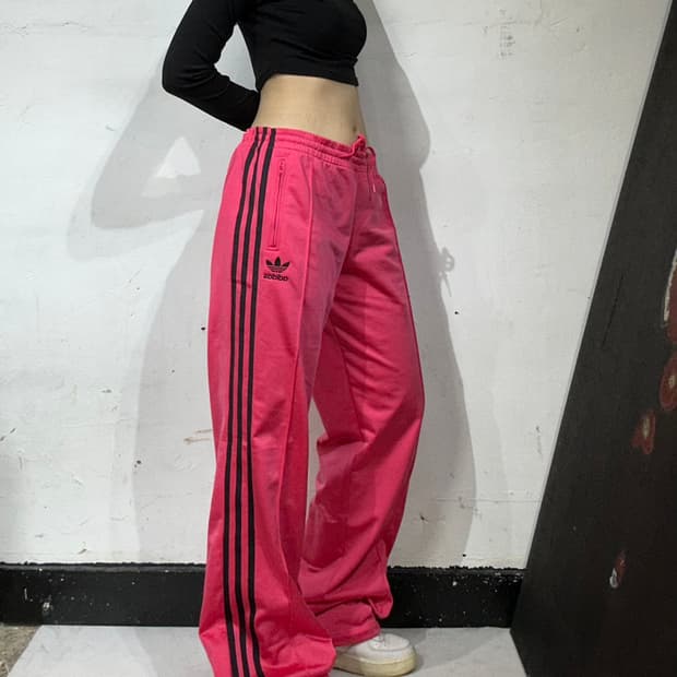 아디다스 핑크 와이드 대대장 파이어버드 트레이닝 팬츠 댄스 추리닝 바지