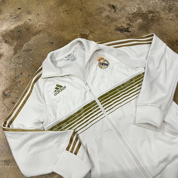 아디다스 흰골 흰금 레알 마드리드 져지 트랙탑 100
