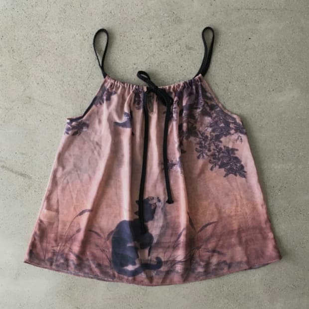 한땀한땀 묘작도 쉬폰나시