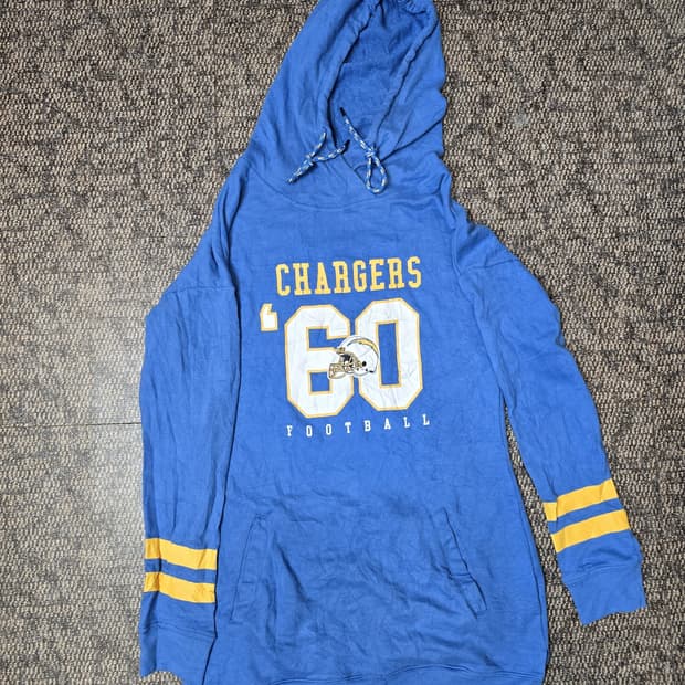 NFL Chargers 빈티지 로고 후드 롱티 여성용