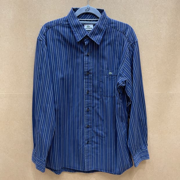 라코스테 스트라이프 네이비 셔츠