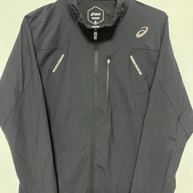 아식스 블랙 바람막이 러닝 집업자켓
