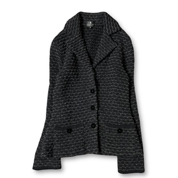 랑방 블랙 울 패턴 카라 가디건 자켓 38