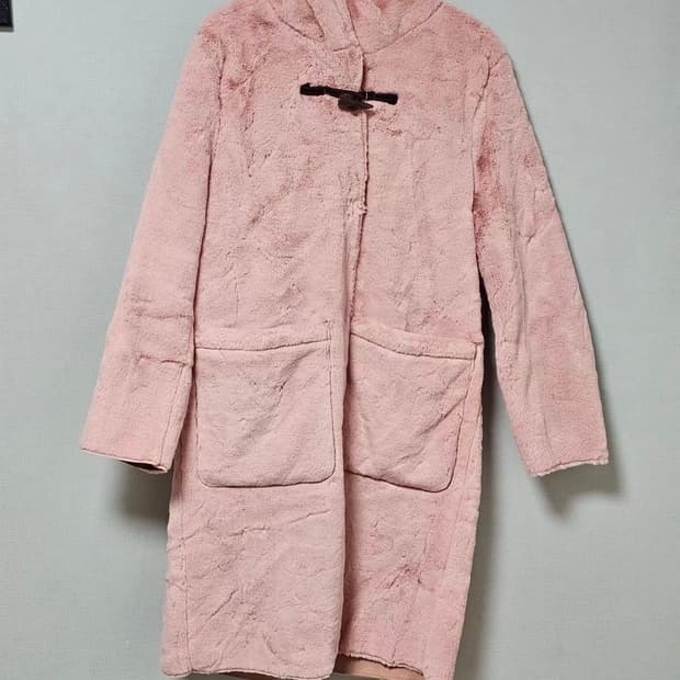 핑크 롱떡코 무스탕