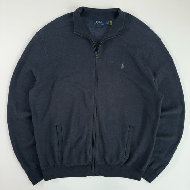 Polo  폴로 랄프로렌 신형 자수 피마코튼 네이비 니트집업 