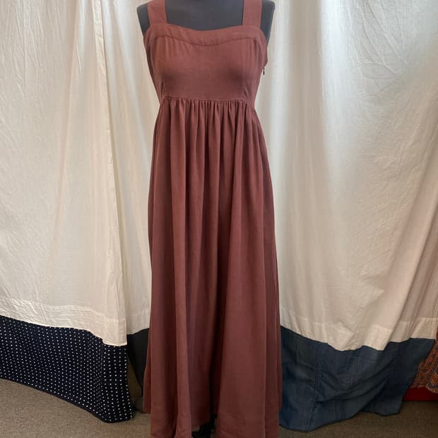 MOUSSY 브라운린넨롱원피스(M)