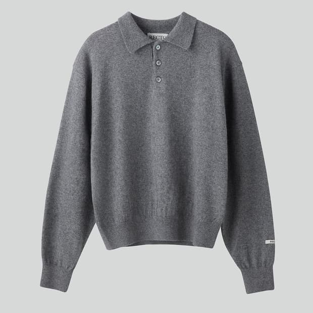 렉토 24FW 오필리아 쉬머 폴로 니트 멜란지 그레이 L