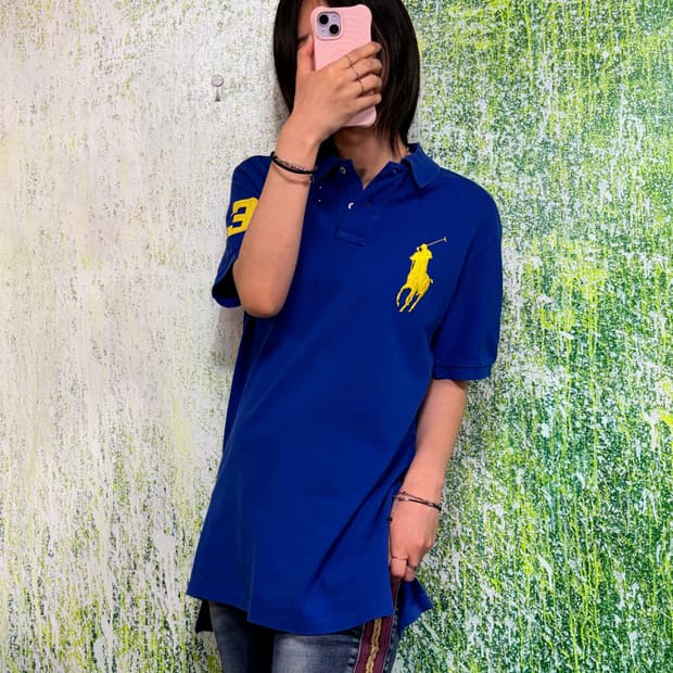 폴로 빅포니 치프키프 블루 반팔 카라 티셔츠 L