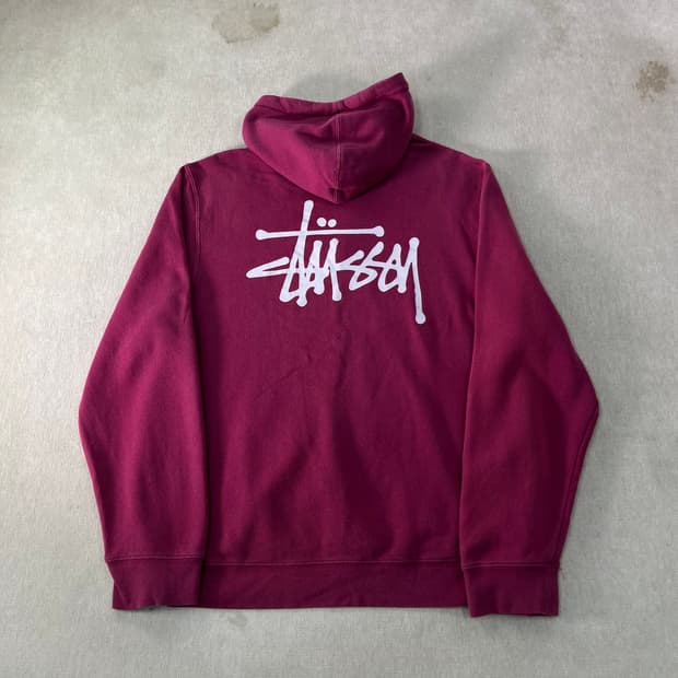 105 스투시 베이직로고 핑크 후드티