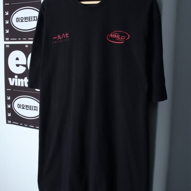 (L-2XL) 엠엠엘지 반팔 티셔츠 스몰로고 검빨 올드스쿨-H35092