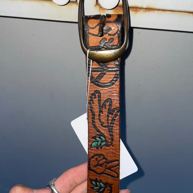 빈티지 히피 브라운 레더벨트