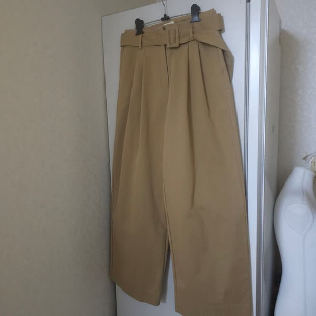 시야쥬 면 벨티드 팬츠