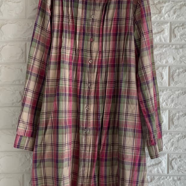 레이어드 체크 셔츠 원피스