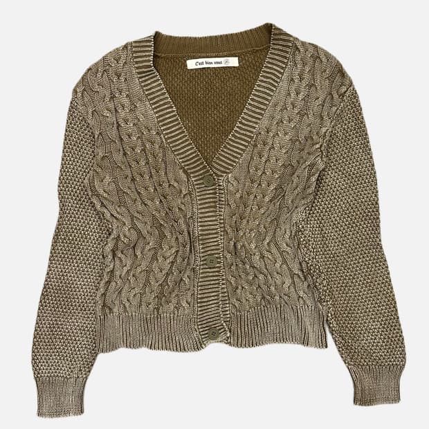 vintage washed cable cardigan