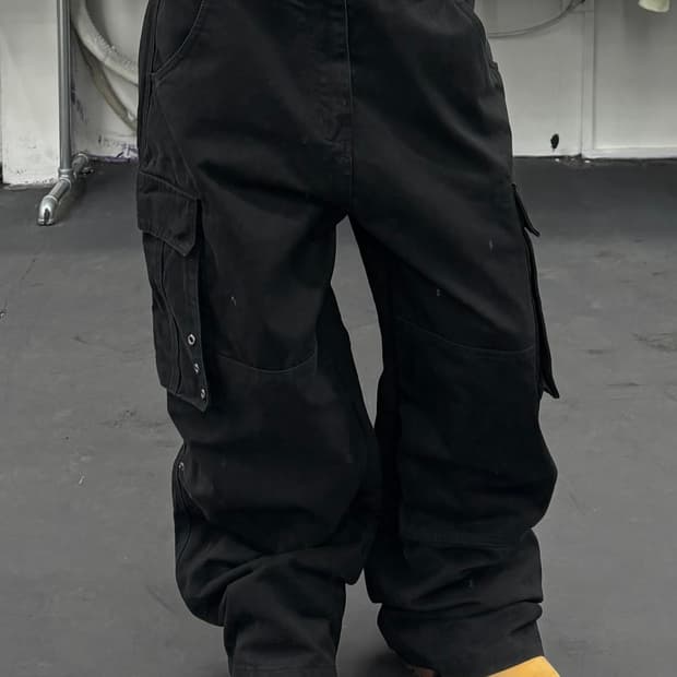 HIRISK 블랙 카고팬츠