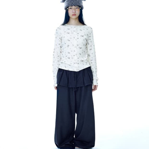 코이세이오 플리츠 오버 울 팬츠 다크네이비 1사이즈