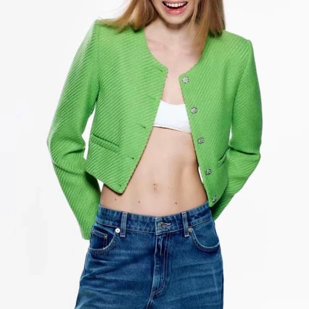 [ZARA] 리미티드 그린 트위드 자켓(실크안감/상태최상)