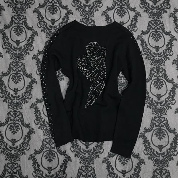 00s y2k 펑크 날개 스터드 니트