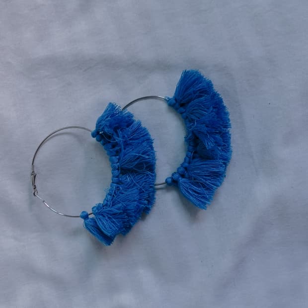 Blue tassel earrings
