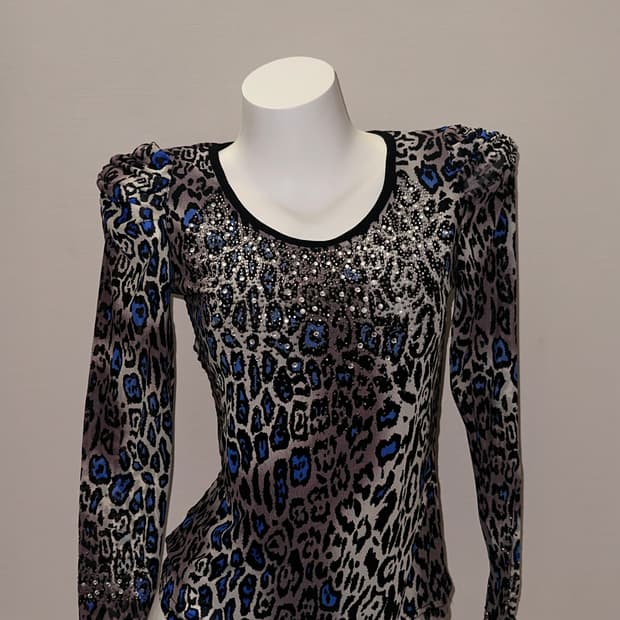 빈티지 갸루 호피 비즈 롱슬리브