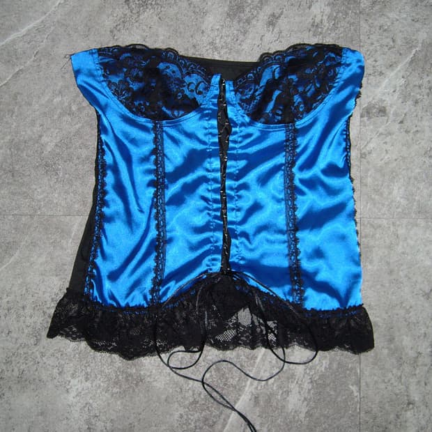 HALFHEART Blue Satin Corset Tops