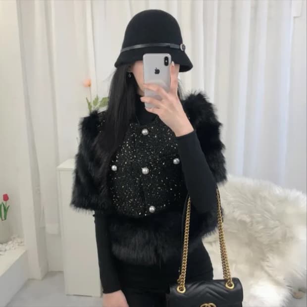 벤자민 트위드 퍼 조끼 자켓