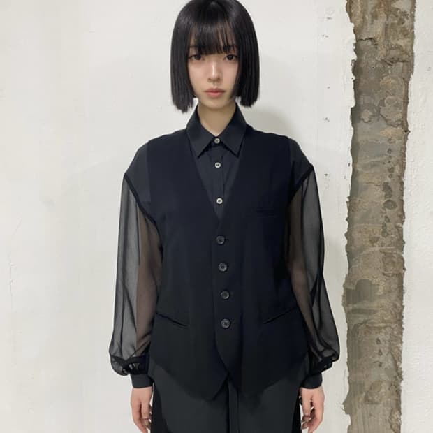 언더커버 레이어드 셔츠 베스트