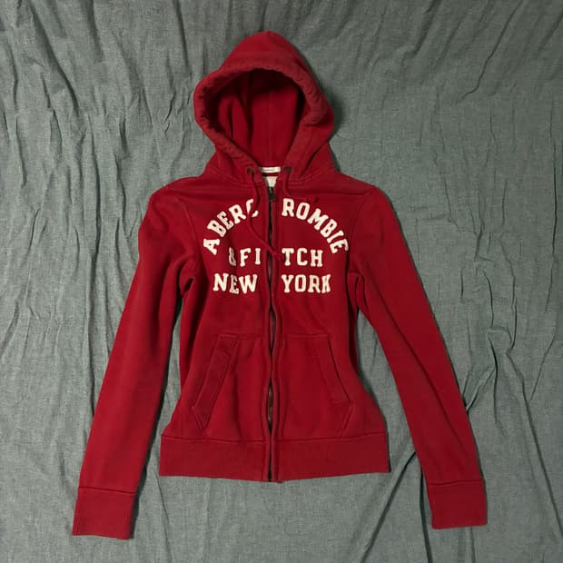 아베크롬비 레드 후드집업 M