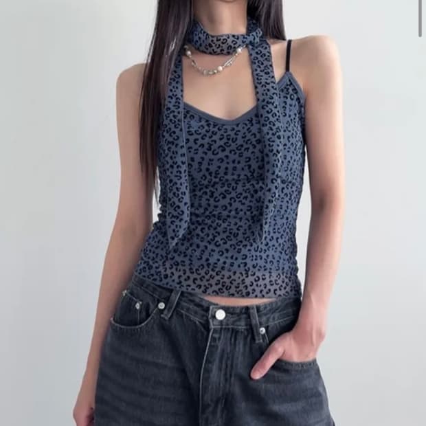 leopard scarf set sleeveless (베몬아사 착용)