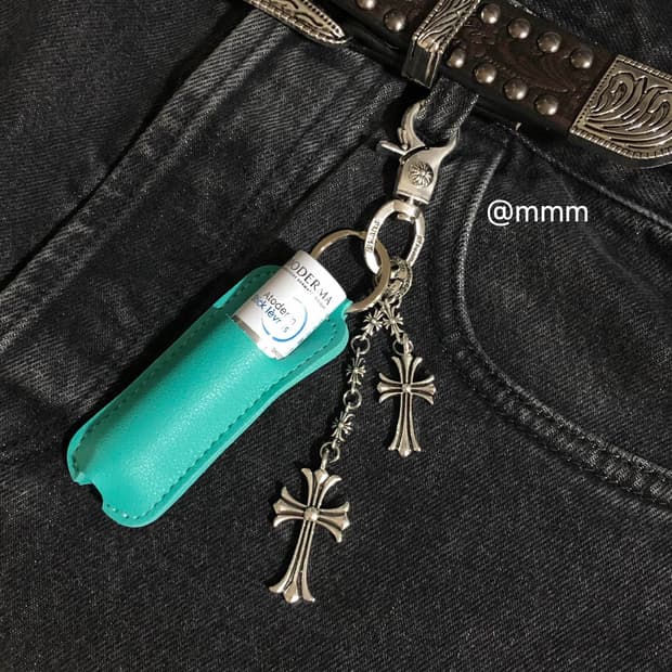 [Unisex💚] 립밤 가죽 케이스 키링 열쇠고리