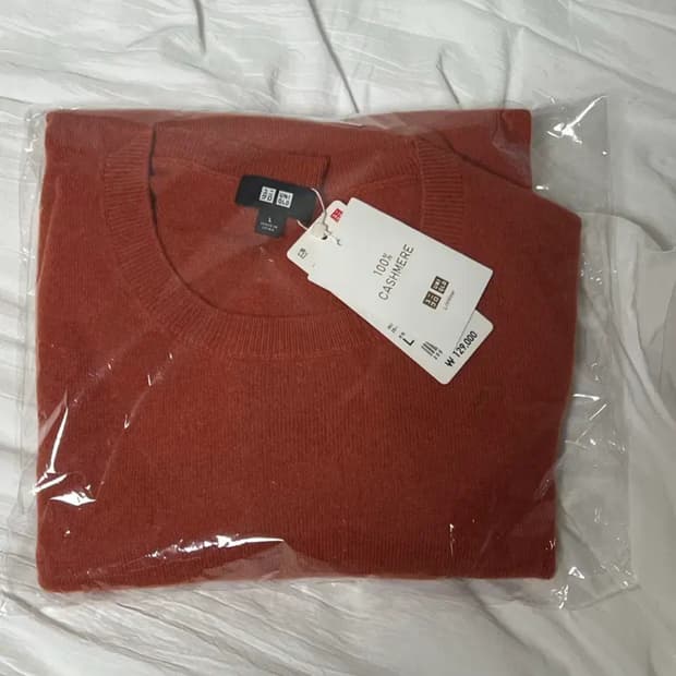 유니클로 캐시미어100 니트 오렌지 L 새상품