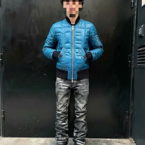 디젤 크롭 3M 더블지퍼 핏한 경량 패딩 바이커자켓