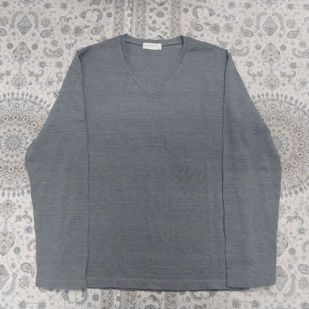 백넘버 V넥 그레이 니트 L
