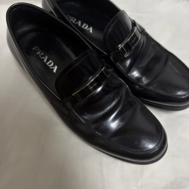 PRADA Metal Buckle Leather Loafer