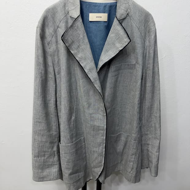 정품) SYSTEM 시스템 루즈핏 회색 린넨 자켓 82