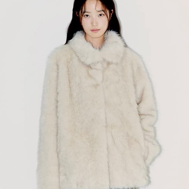 오피쉬 퍼자켓 베이지 FLUFFY MIX FUR JACKET