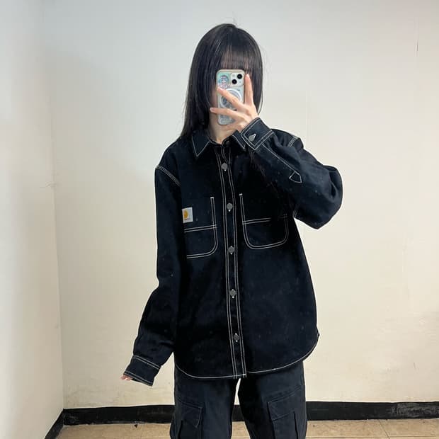 Carhartt WIP black chalk stitch jacket