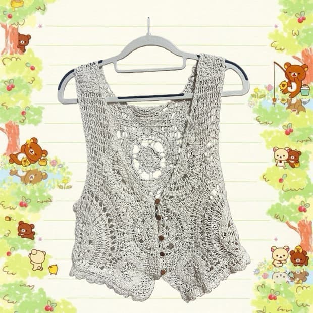 빈티지 크로셰 우드버튼 베스트