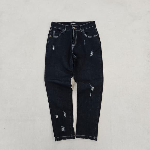 [실측확인] 고급 여성 레이스 플라워자수 데님 팬츠 0120Y2