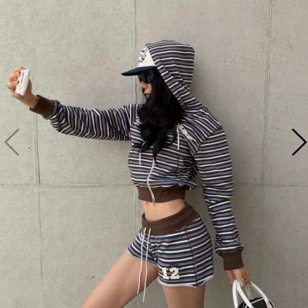 에즈이프캘리 CALIE BABE STRIPE SHORTS BROWN