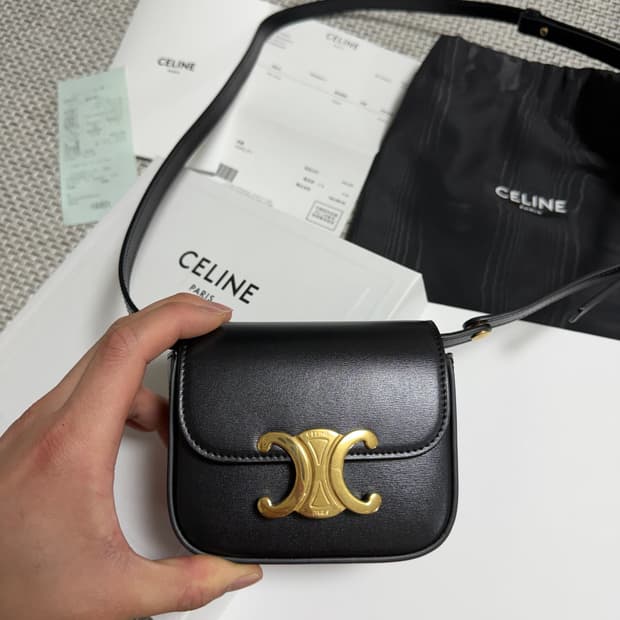 [새상품급/24ss] 셀린느 클로드 샤이니 카프스킨 미니백 블랙