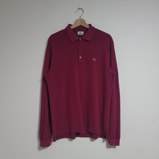 (5) LACOSTE 라코스테 긴팔 카라 티셔츠 와인색