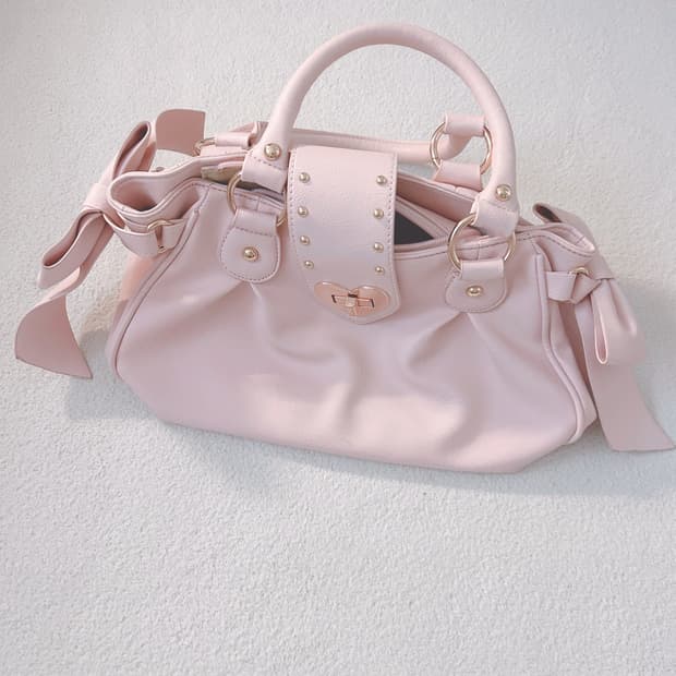 리본 딸기우유 핑크 토트백 히메갸루 라떼갸루