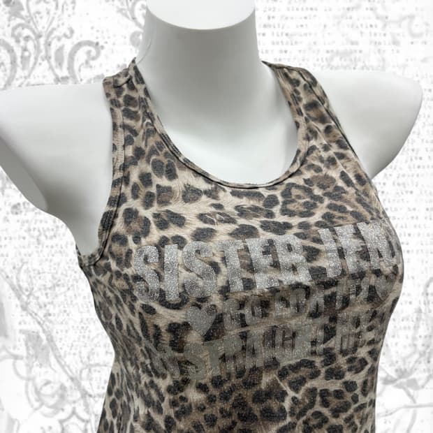 glitter printing leopard top