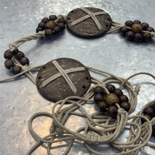 Vintage Bohemian Wooden Bead Belt