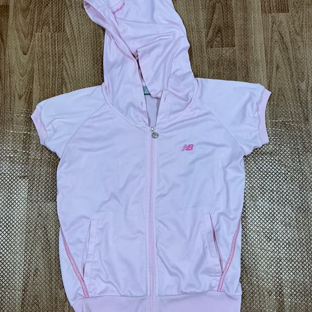 뉴발란스 핑크 반팔 후드집업