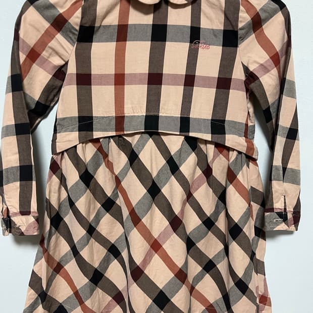 닥스 키즈 체크무늬 긴팔 원피스