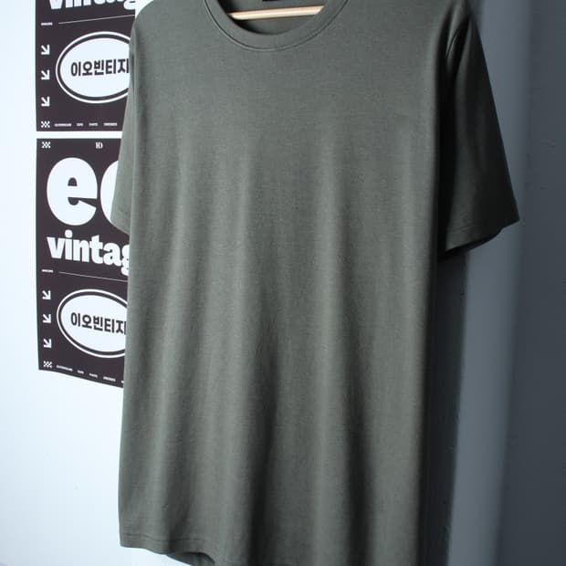 (XL-2XL) 몰든 반팔 티셔츠 빅사이즈 무지 그린 스판-H35297